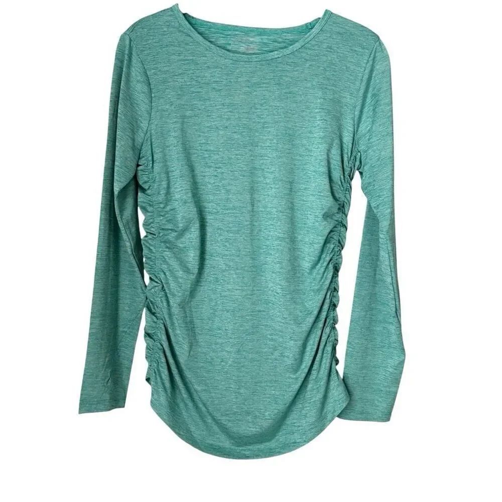 Eddie Bauer crew neck long Sleeve Top Women’s Size Petite Medium Green Heather